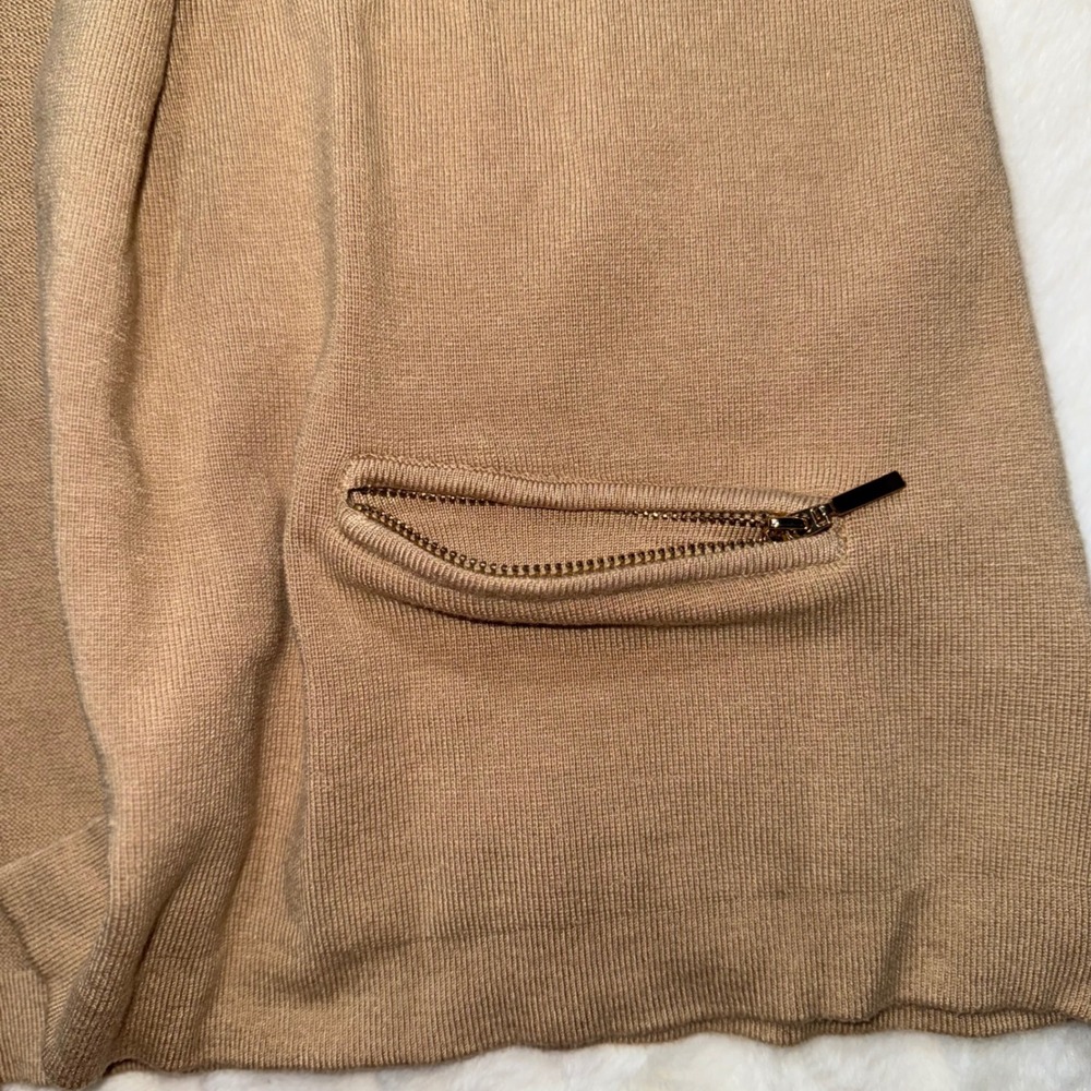 Charter Club Petite Knit Open Front Cardigan Tan P/L Zipper Pockets - Picture 5 of 10
